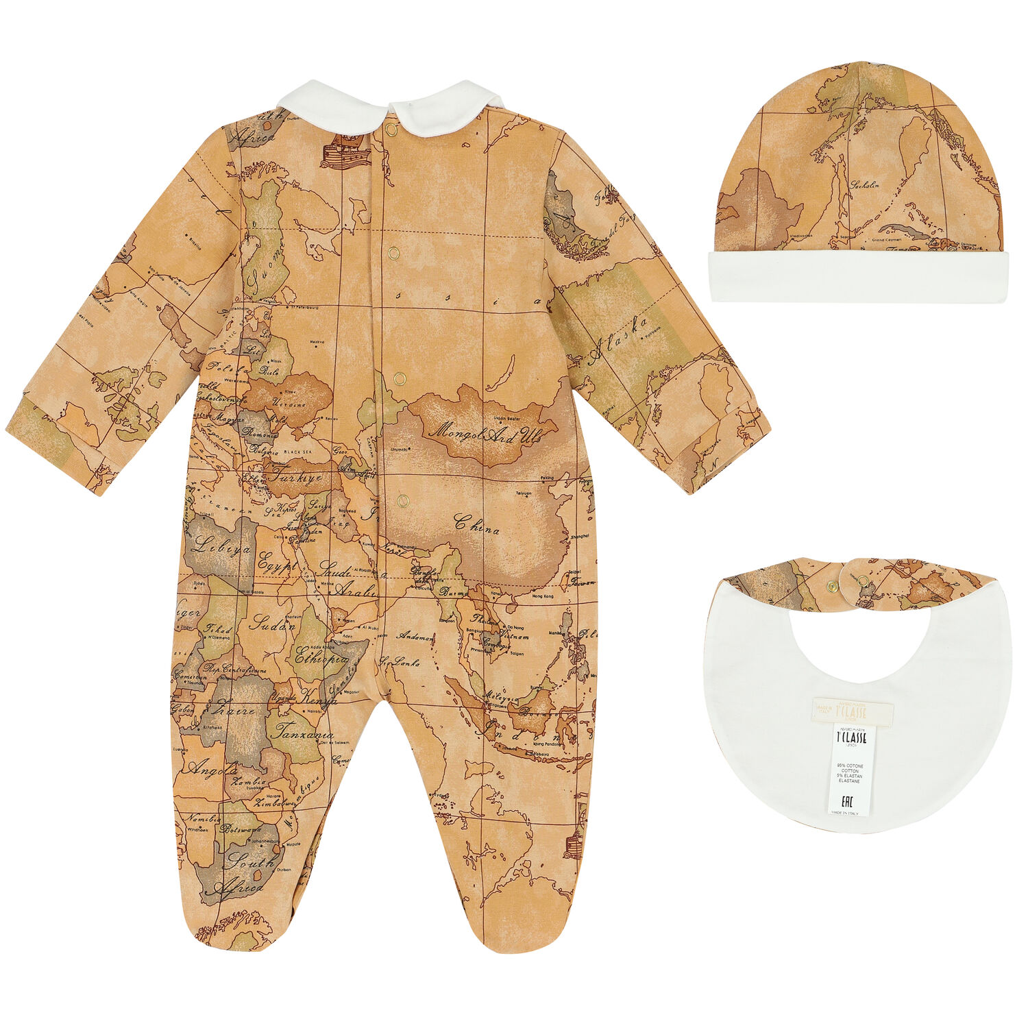 Ivory & Beige Geo Map Babygrow Set, 4, hi-res