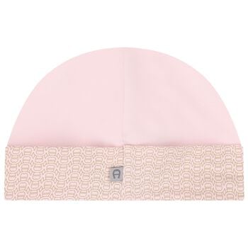 Baby Girls Pink & Gold Logo Baby Hat