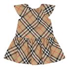 Baby Girls Beige Check Dress, 1, hi-res