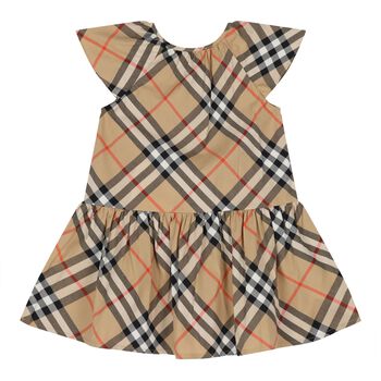 Baby Girls Beige Check Dress