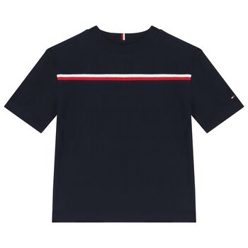 Boys Navy Blue Striped T-Shirt