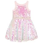 Girls Pink Iridescent Sequin Dress, 1, hi-res