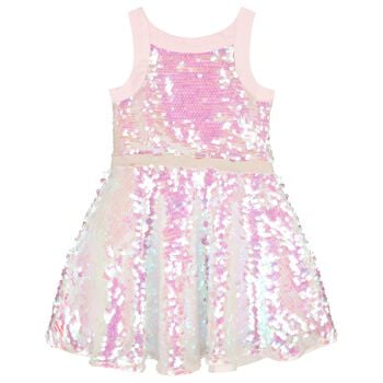 Girls Pink Iridescent Sequin Dress