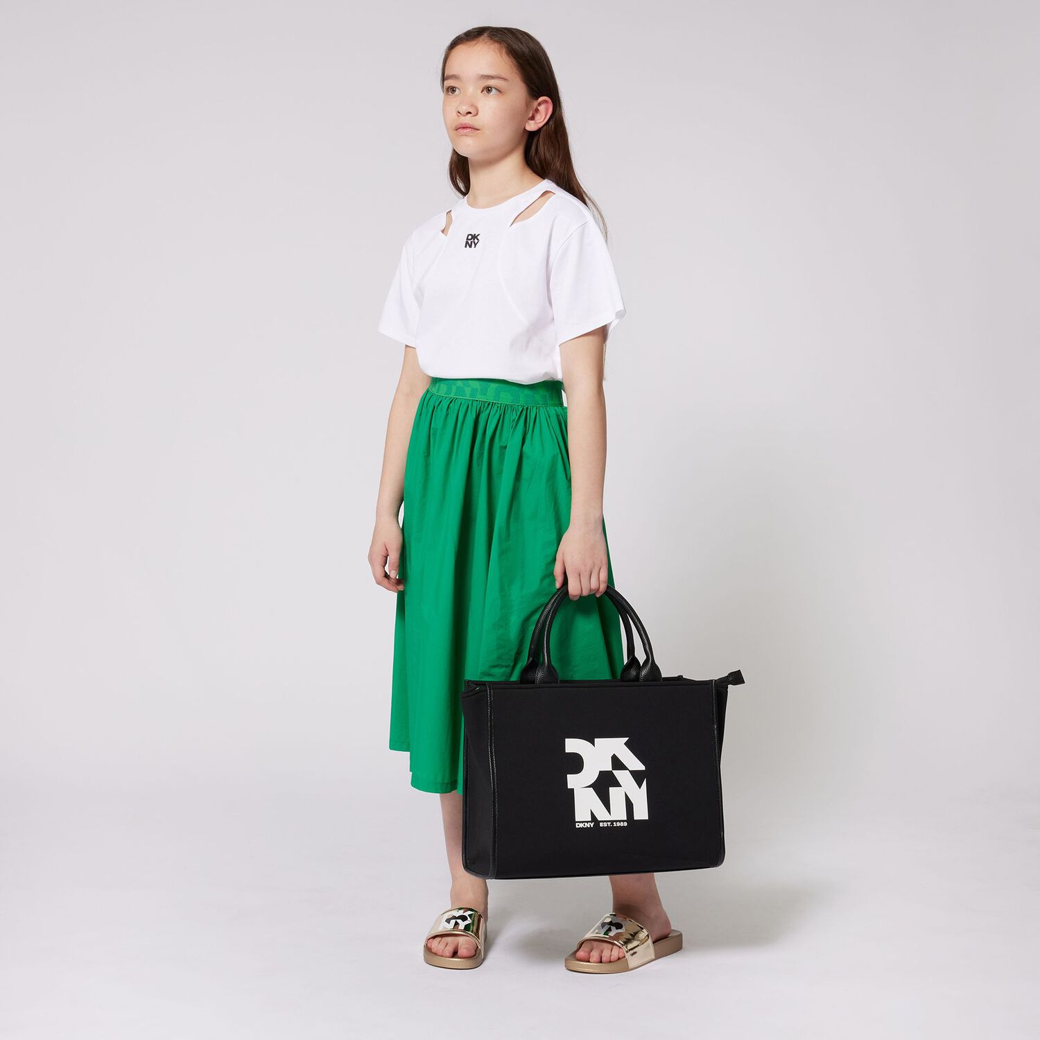 Girls Black Logo Tote Bag, 1, hi-res image number null