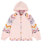 Girls Pink Zig Zag Hooded Zip Up Top, 1, hi-res