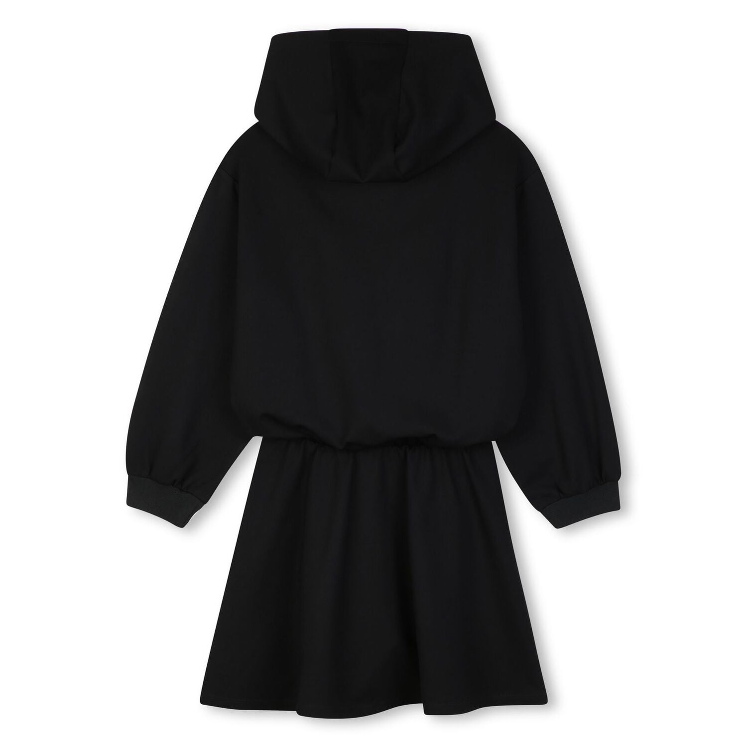 Girls Black Logo Hooded Dress, 1, hi-res