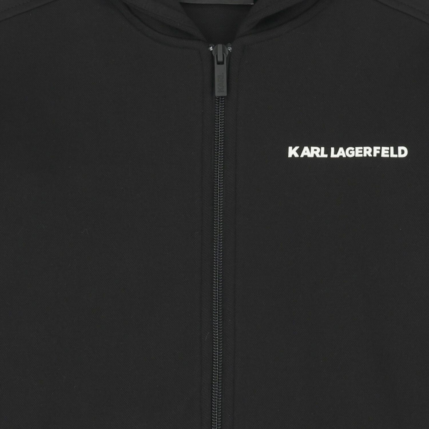 Boys Black Logo Hooded Zip Up Top, 1, hi-res