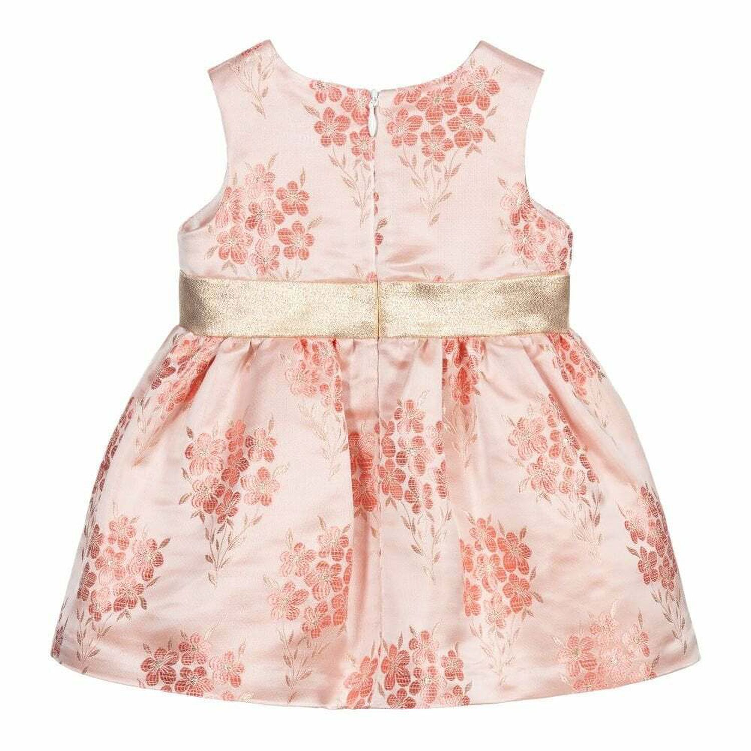 Baby Girls Pink Jacquard Dress, 1, hi-res