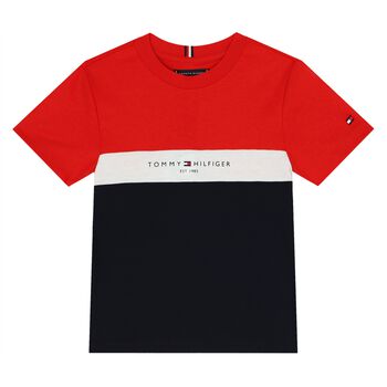 Boys Red & Navy blue Logo T-Shirt