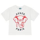 Girls White Elephant T-Shirt, 1, hi-res