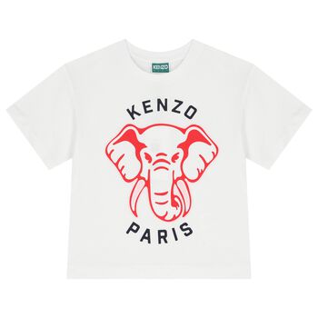 Girls White Elephant T-Shirt