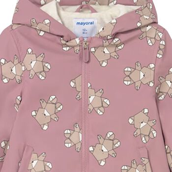 Younger Girls Pink Teddy Bear Rain Coat