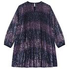 Girls Navy Blue Embellished Pleated Dress, 1, hi-res