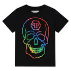 Boys Black Skull Logo T-Shirt, 2, hi-res