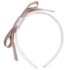 طوق شعر بنات بفيونكة باللون الذهبي والأبيض, 1, hi-res