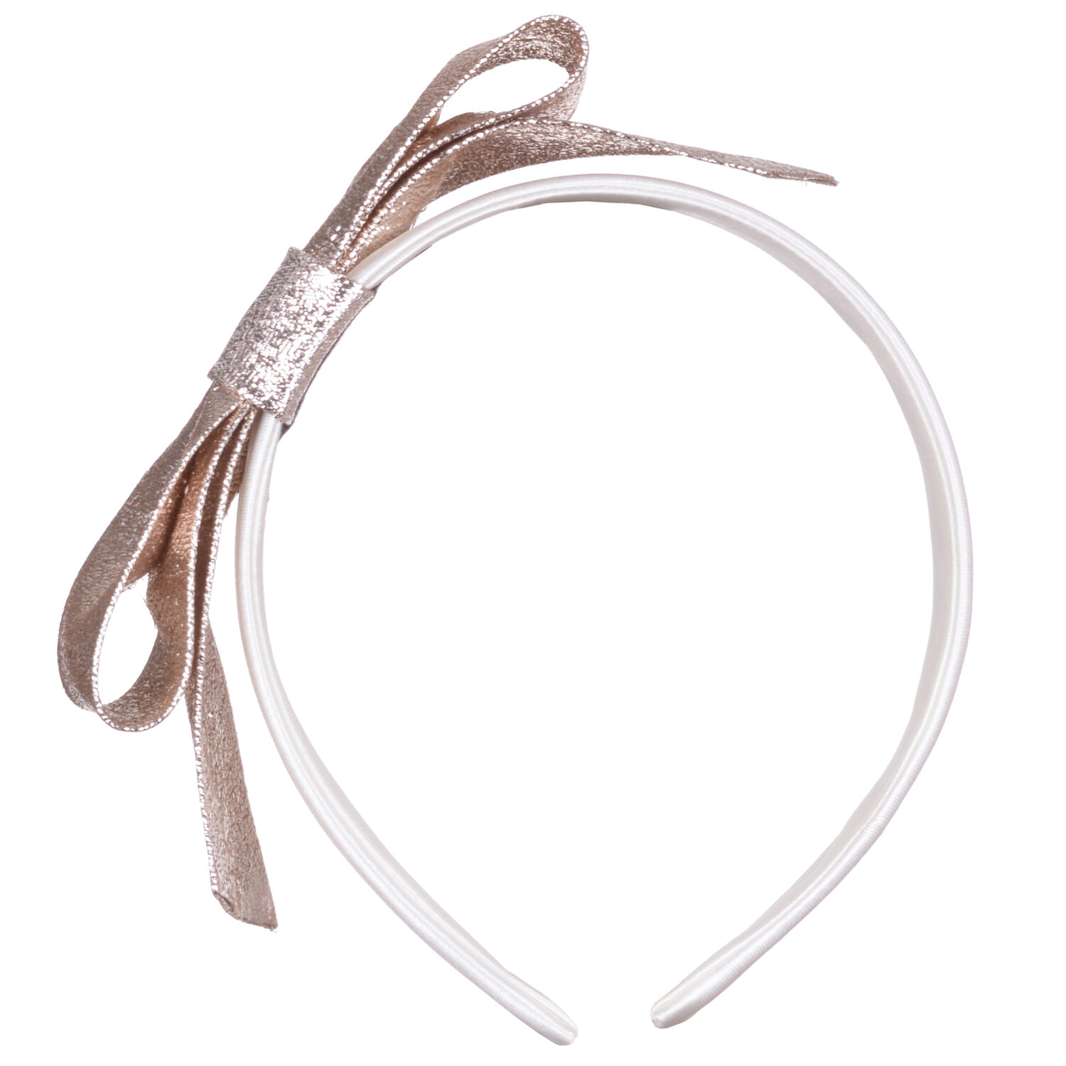 طوق شعر بنات بفيونكة باللون الذهبي والأبيض, 1, hi-res