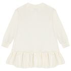 Girls Ivory Zig Zag Bow Dress, 1, hi-res