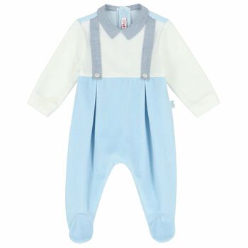 Baby Boys Blue & White Babygrow