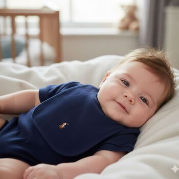 Boys Navy Blue Logo Babysuit Gift Set