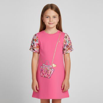 Girls Pink Crossbody Bag Dress