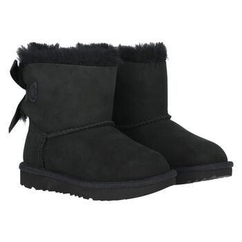 Younger Girls Black Mini Bailey Bow II Suede Boots
