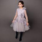 Girls Purple Logo Tulle Dress, 1, hi-res
