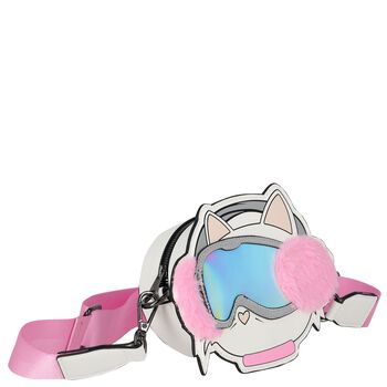 Girls White & Pink Choupette Shoulder Bag ( 14cm )