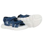 Boys Blue & White Logo Sandals, 1, hi-res