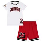 Boys White & Red Jordan Logo Shorts Set, 1, hi-res