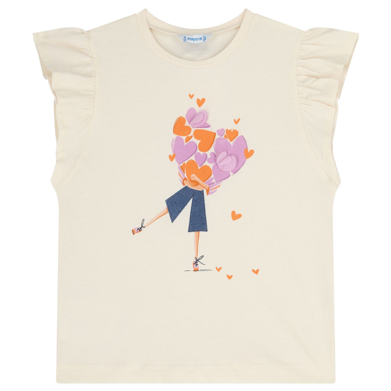 طقم ليغنز للبنات باللون العاجي والبنفسجي, 2, hi-res