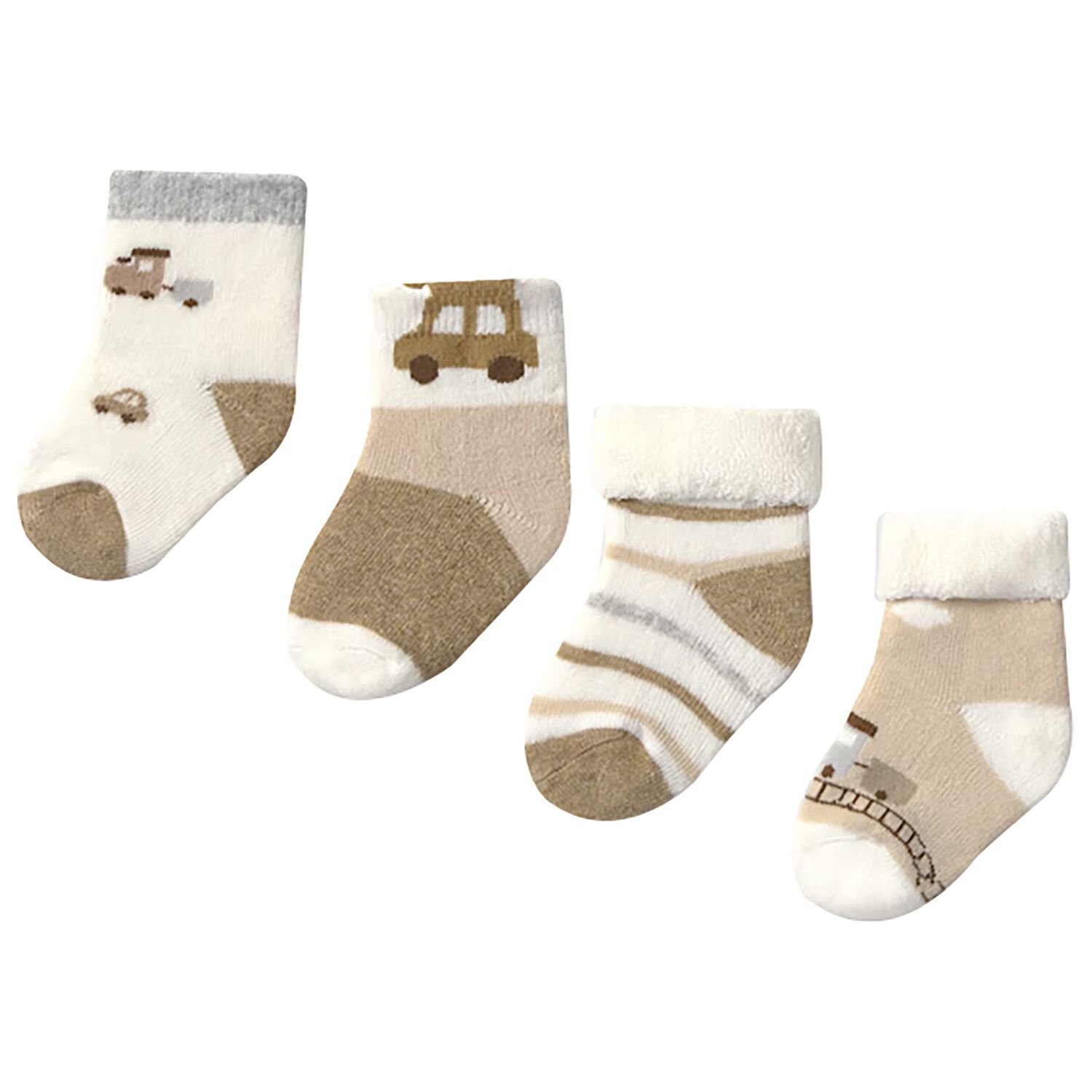 Baby Girls Ivory & Beige Socks (4 Pack), 1, hi-res image number null