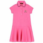 Girls Pink Logo Polo Dress, 2, hi-res