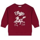 Girls Burgundy Horse Logo Sweatshirt, 1, hi-res