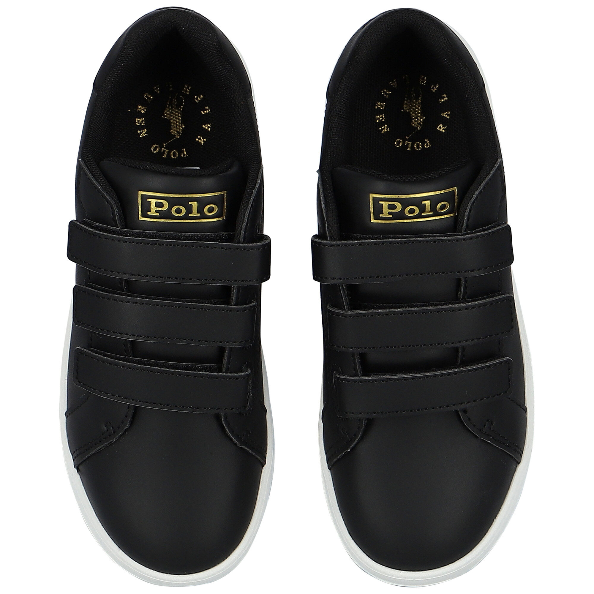 Boys black ralph lauren trainers best sale