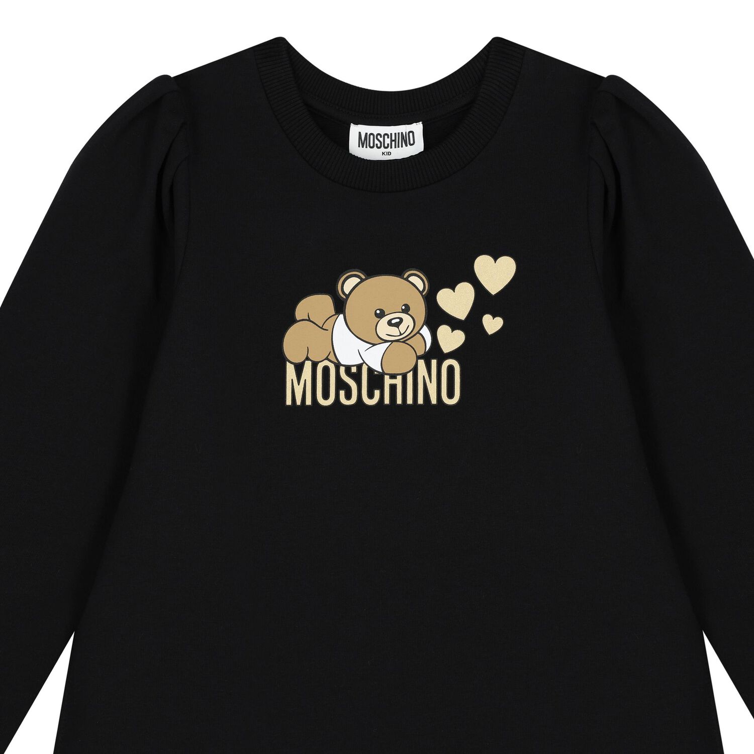 Girls Black Teddy Bear Logo Dress, 3, hi-res
