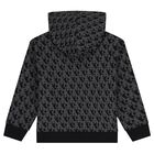Boys Black & Grey Logo Hooded Top, 1, hi-res