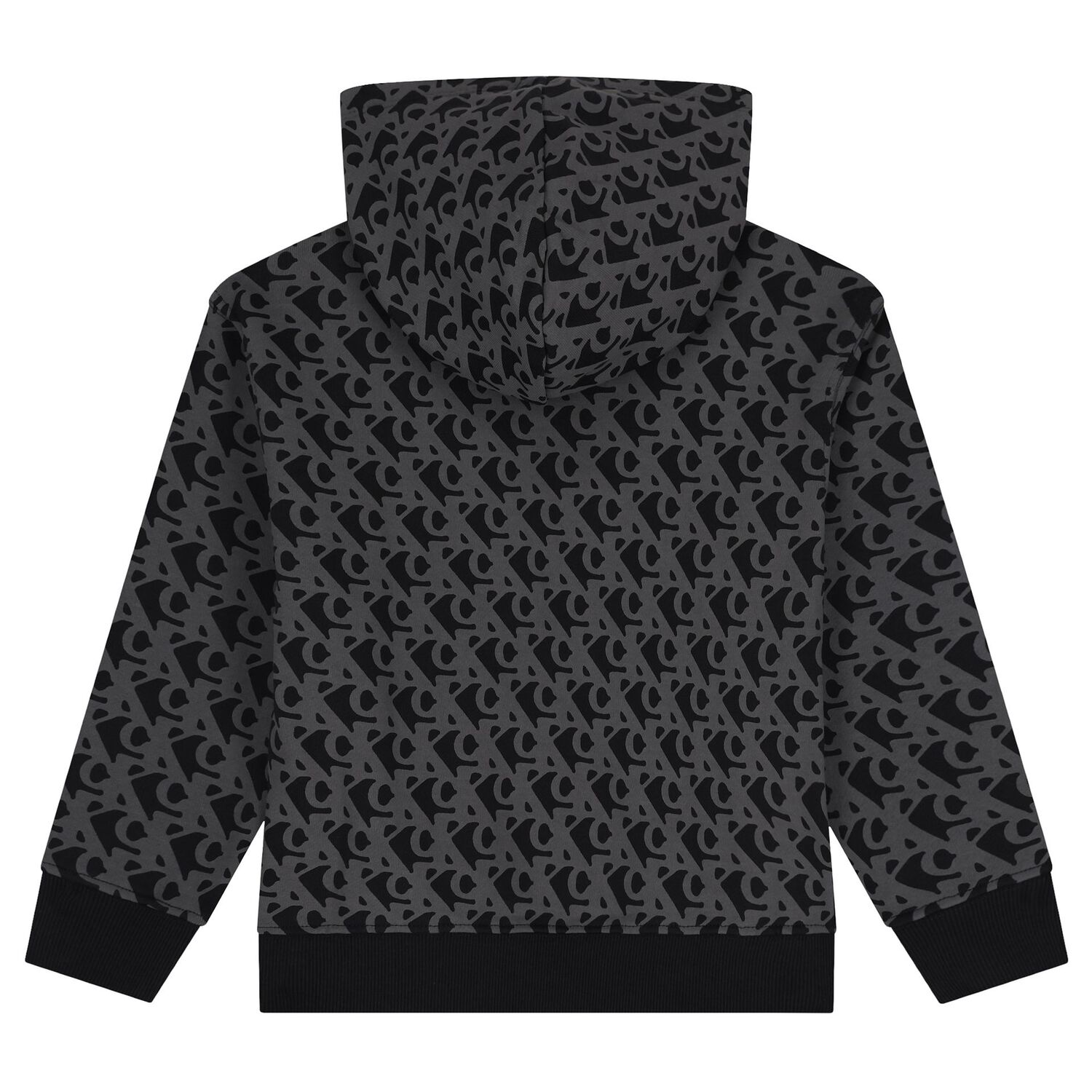 Boys Black & Grey Logo Hooded Top, 1, hi-res