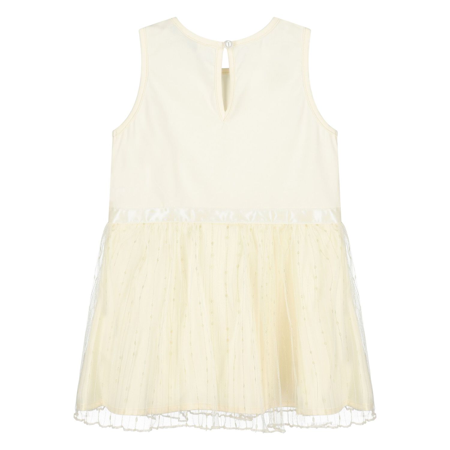 Younger Girls Ivory Logo Sleeveless Dress, 2, hi-res image number null