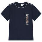 Boys Navy Blue Logo T-Shirt, 2, hi-res