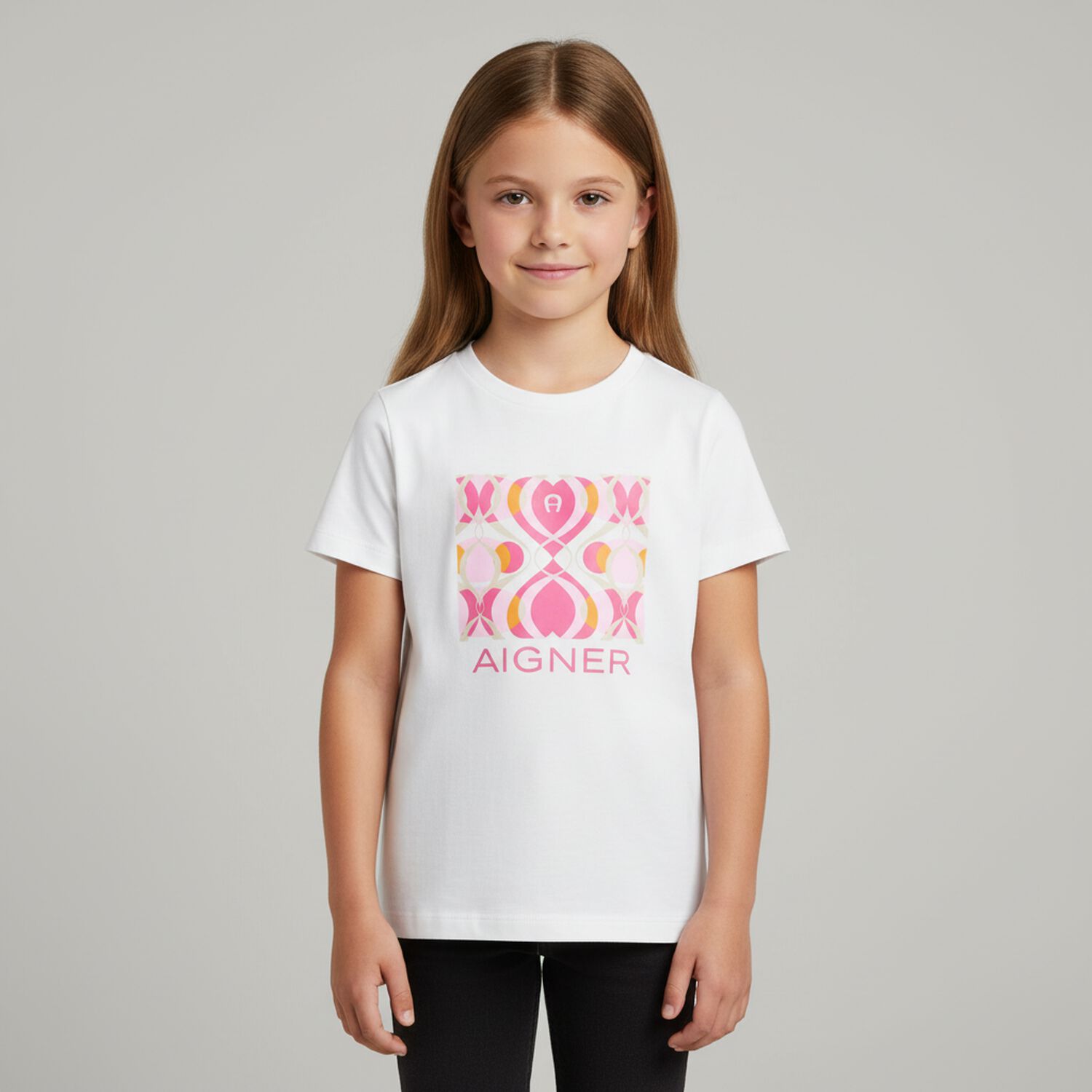 Girls White & Pink Logo T-Shirt, 1, hi-res image number null