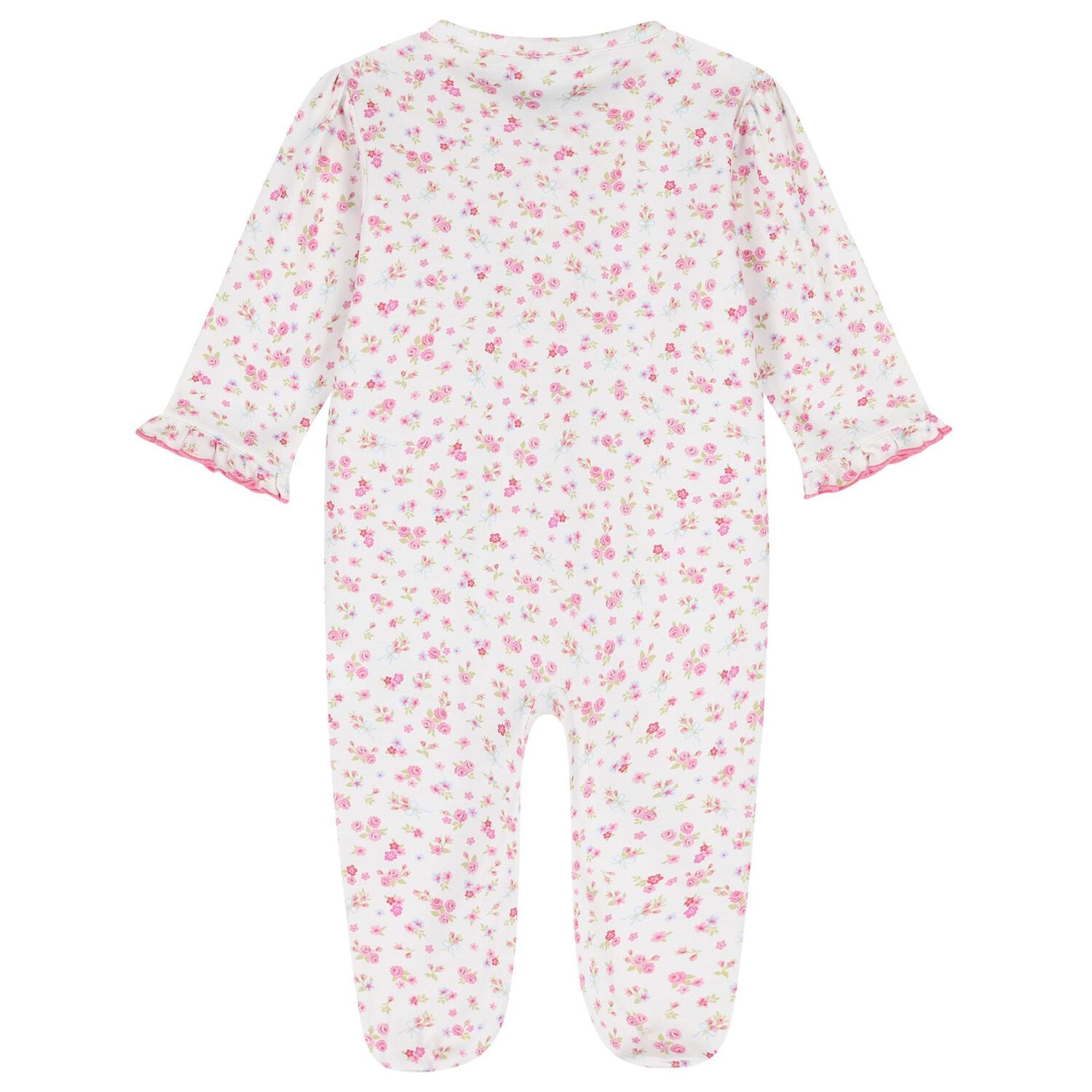 Baby Girls White & Pink Rose Renaissance Babygrow, 1, hi-res