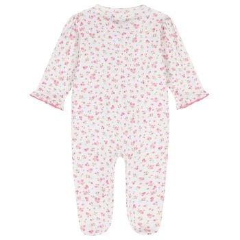 Baby Girls White & Pink Rose Renaissance Babygrow