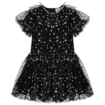Girls Black Stars Tulle Dress