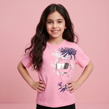 Girls Pink Choupette Logo T-Shirt