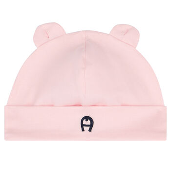 قبعة بالشعار باللون الوردي للبنات
