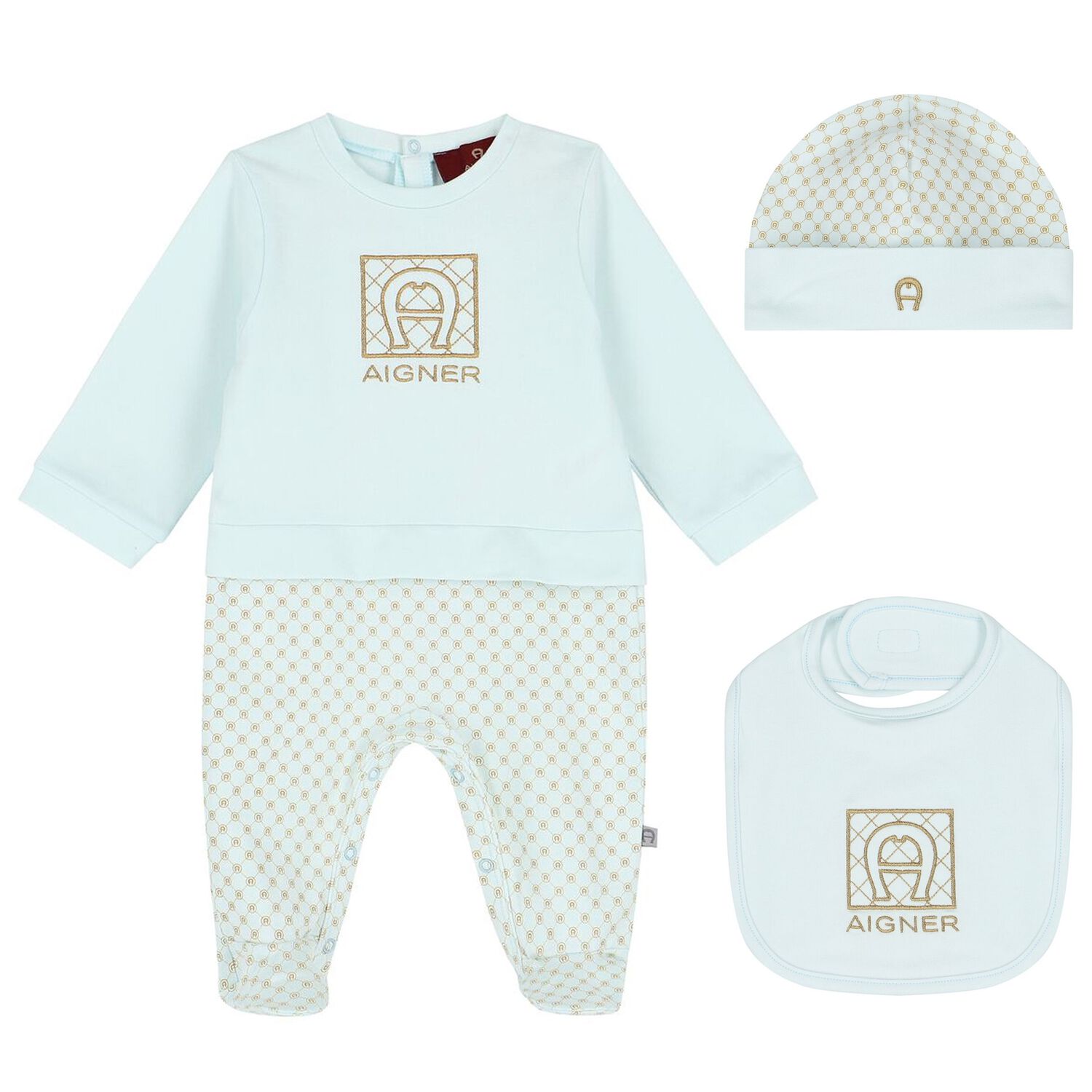 Baby Boys Blue Logo Babygrow Set, 1, hi-res image number null