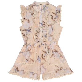 Girls Pink Floral Playsuit