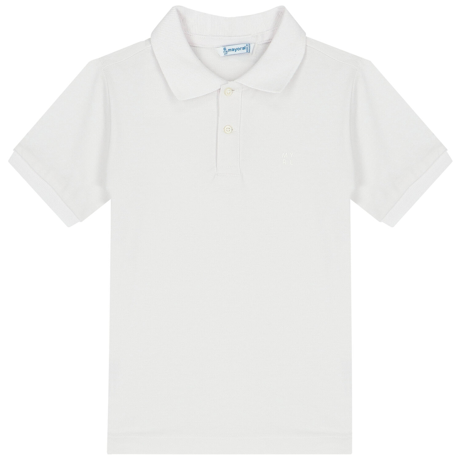 تيشيرت بولو بالشعار باللون الأبيض للأولاد, 1, hi-res