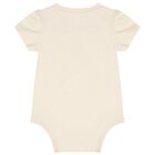 Baby Girls Beige Patchwork Bear Bodysuit, 1, hi-res