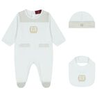 Baby Boys Blue & Gold Logo Babygrow Gift Set , 2, hi-res